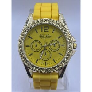 Vice‎ Versa Signature Collection Women's Watch Yellow Silicone Band- New Battery